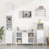 vidaXL Set mobilier de baie, 3 piese, alb, lemn compozit