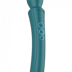 Vibrator The Curved Wand, 10 Moduri Vibratii, 3 Viteze, Silicon, USB, Verde, 27 cm