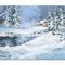Tablou pictat manual, Peisaj de iarna, 50x40cm ulei pe panza in cutit efect 3D, gata de expus pe perete