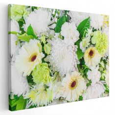 Tablou flori crizanteme albe Tablou canvas pe panza CU RAMA 60x90 cm