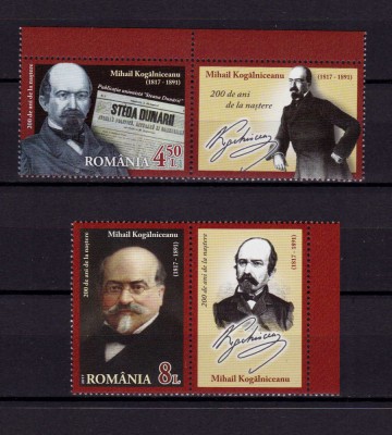 ✅RO 2017 LP 2159 ,&amp;quot;Mihail Kogalniceanu , 200 ani de la n. &amp;quot;, serie+viniete , MNH foto