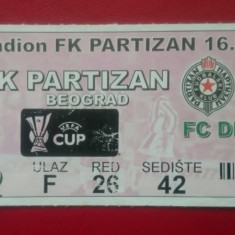 Bilet Fotbal Dinamo Bucuresti Romania FC Partizan Beograd Serbia