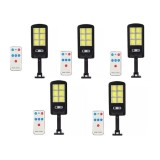 Set 5 Lampi Solare BZRSH 6COB 96 LED, 50W, 3 Moduri Iluminare, Senzor Miscare, Telecomanda, Rezistent la Apa