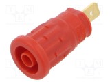 Conector banană 4mm soclu roșu 24A 1kV aurit Hirschmann T&amp;M