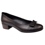 Pantofi dama din piele naturala box cu funda STD21NBOX