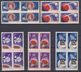 ROMANIA 1965 LP 619 COSMONAUTICA BLOCURI DE 4 TIMBRE MNH