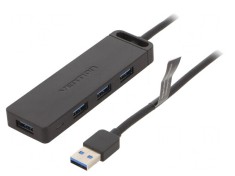 Hub USB 3.0 PnP Negru cu 4 Porturi 5Gbps