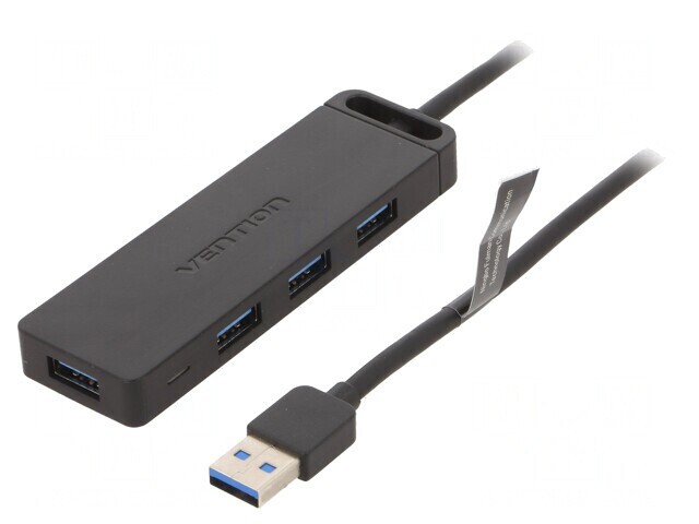 Hub USB 3.0 PnP Negru cu 4 Porturi 5Gbps