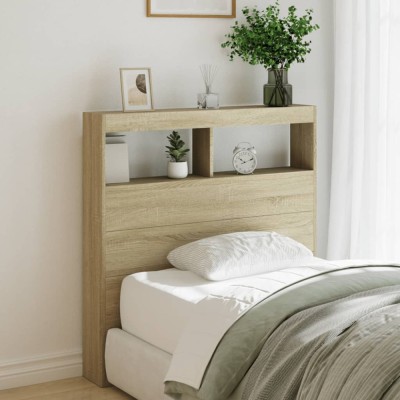 Gossi tablie de pat cu dulap si led, stejar sonoma, 100x17x102 cm foto