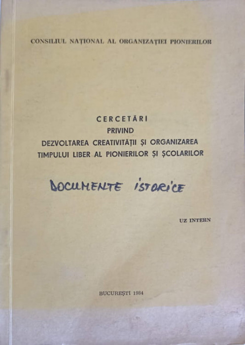 CERCETARI PRIVIND DEZVOLTAREA CREATIVITATII SI ORGANIZAREA TIMPULUI LIBER AL PIONIERILOR SI SCOLARILOR-G. FLEANC