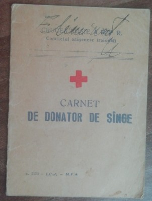 M3 C18 - 1962 - Carnet de donator de sange - Crucea rosie a RPR foto