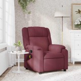 VidaXL Fotoliu de masaj rabatabil, roșu vin, material textil