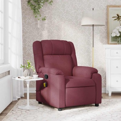 vidaXL Fotoliu de masaj rabatabil, roșu vin, material textil foto