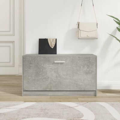 vidaXL Bancheta pantofar, gri beton, 80x24x45 cm, lemn compozit 342642 foto