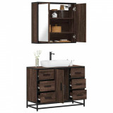 Gossi set mobilier de baie, 2 piese, stejar maro, lemn prelucrat