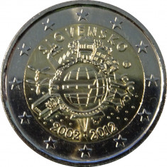 Slovacia 2 Euro 2012 (10 ani de monede si bancnote Euro) KM-120 UNC !!!