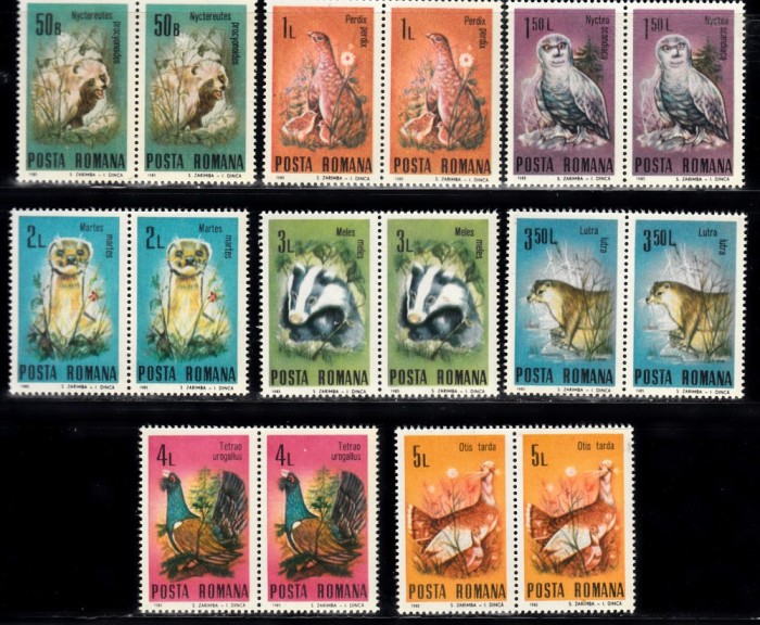 A11 TX10 6 - 1985 - Fauna protejata - perechi de cate doua timbre
