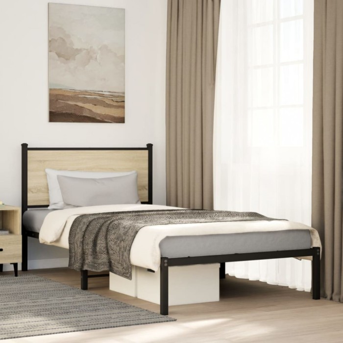 vidaXL Cadru pat metalic fără saltea, stejar sonoma, 100x200 cm 4007711