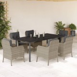 VidaXL Set mobilier de grădină cu perne, 7 piese gri deschis poliratan