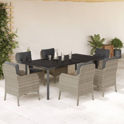 vidaXL Set mobilier de grădină cu perne, 7 piese gri deschis poliratan 3212002 foto