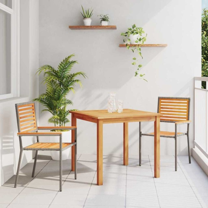 vidaXL Set de masă pentru grădină 3 pcs Gri Rattan poli