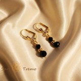 Cumpara ieftin Cercei Noaptea Elegantei , Cercei placati 18K Brazilia, 3 cm, cristale negre