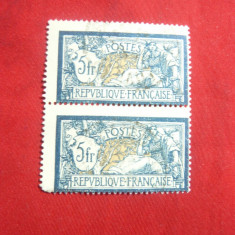 Pereche de 5 Fr.1900 emisiune Merson Franta , stampilat