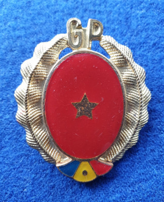 Insigna GP - Garzile Patriotice - COMANDANT DE PLUTON - Rara, anul 1970 foto