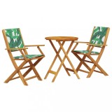 Cumpara ieftin Set mobilier bistro, 3 piese, textil model frunze/lemn masiv