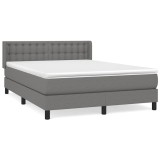 Cumpara ieftin Pat box spring cu saltea, gri inchis, 140x200 cm, textil