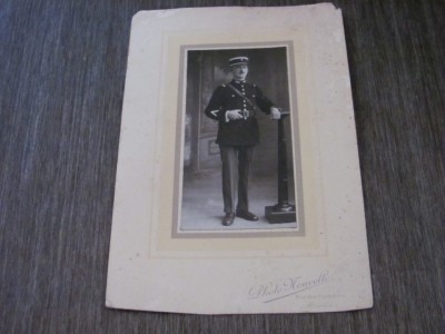 Fotografie de Epocă &amp;ndash; Ofițer &amp;icirc;n Uniformă, Atelier Photo Nouvelle, &amp;icirc;nceput de secol XX, carton original, piesă pentru colecționari! foto