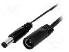 Cablu alimentare DC, DC 5,5/2,1 mufa, DC 5,5/2,1 soclu, negru, 1m, BQ CABLE - DC.EXT.0200.0100