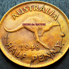 Moneda istorica HALF PENNY - AUSTRALIA, anul 1948 * cod 2535 = ERORI