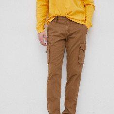 Sisley Pantaloni bărbați, culoarea maro, model drept