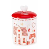 Borcan decorativ, depozitare ceramica alba rosie &Oslash; 13 cm x 20 H