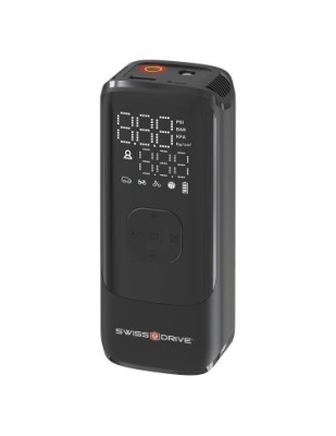 Compresor de aer portabil 150 PSI, pompa rapida anvelope cu afisaj LCD, lanterna LED si baterie reincarcabila USB foto