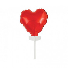 Balon folie mini cu bat in forma de inima rosu