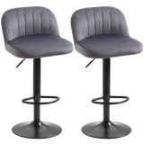 HOMCOM Set de 2 Scaune de Bar Elegante cu Efect de Catifea Reglabile pentru Bucătărie sau Living 43x45x81-101cm | Aosom Romania