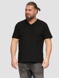 Tricou barbati big sizes cu decolteu in V, cu logo si croiala Regular fit, Negru, 2XL, 3XL