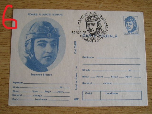 D11 - Carte postala comunism - tematica aviatie - Smaranda Braiescu - 1989