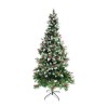 Brad artificial de Craciun eMazing, nins, decorat cu conuri pin rosii, pentru perete/colt, inaltime 150 cm, diametru 83 cm, 319 ramuri, suport metalic