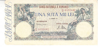 M1 - Bancnota Romania 6 - 100000 lei - Emisiune 20 decembrie 1946 foto