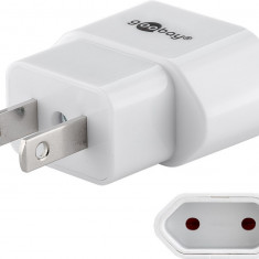 Adaptor de retea SUA Japonia la fisa Euro tip C CEE 7/16 mama 10A alb Goobay