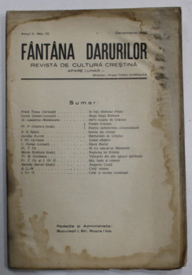 FANTANA DARURILOR , REVISTA DE CULTURA CRESTINA , no. 10 , 1930 foto