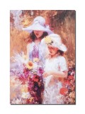 Cumpara ieftin Tablou canvas, Fete culegand flori, o zi minunata, 70x50cm, gata de agatat pe perete
