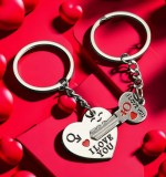 Set Brelocuri Cuplu Inima Cheie I Love You SaraTremo - Cadou Valentine&#039;s Day, Aniversare, Logodna - Accesorii Chei, Genti
