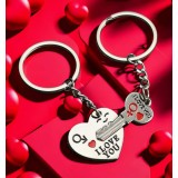 Set brelocuri cuplu , Inima si cheie I Love You