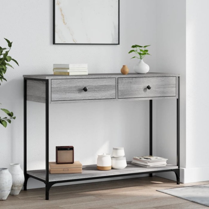 vidaXL Măsuță consolă, gri sonoma, 100x34,5x75 cm, lemn prelucrat 834173