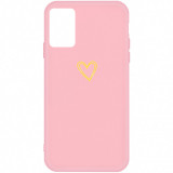 Husa TPU OEM Frosted Golden Love Heart pentru Samsung Galaxy A51 A515, Roz