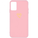 Husa TPU OEM Frosted Golden Love Heart pentru Samsung Galaxy A51 A515, Roz